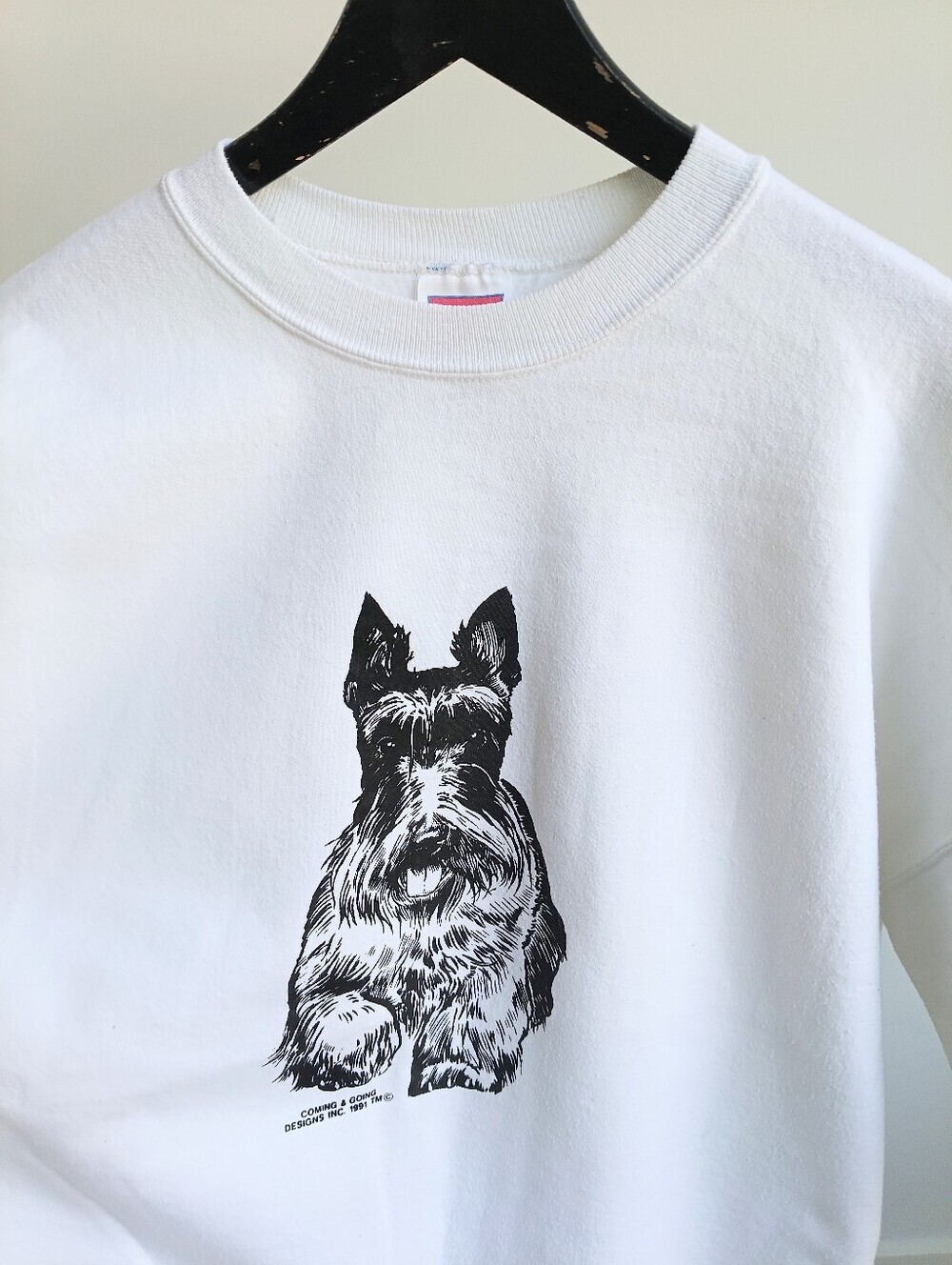 Vintage 1991 Hanes Scottie Dog Coming Going Sweatshirt White XL
